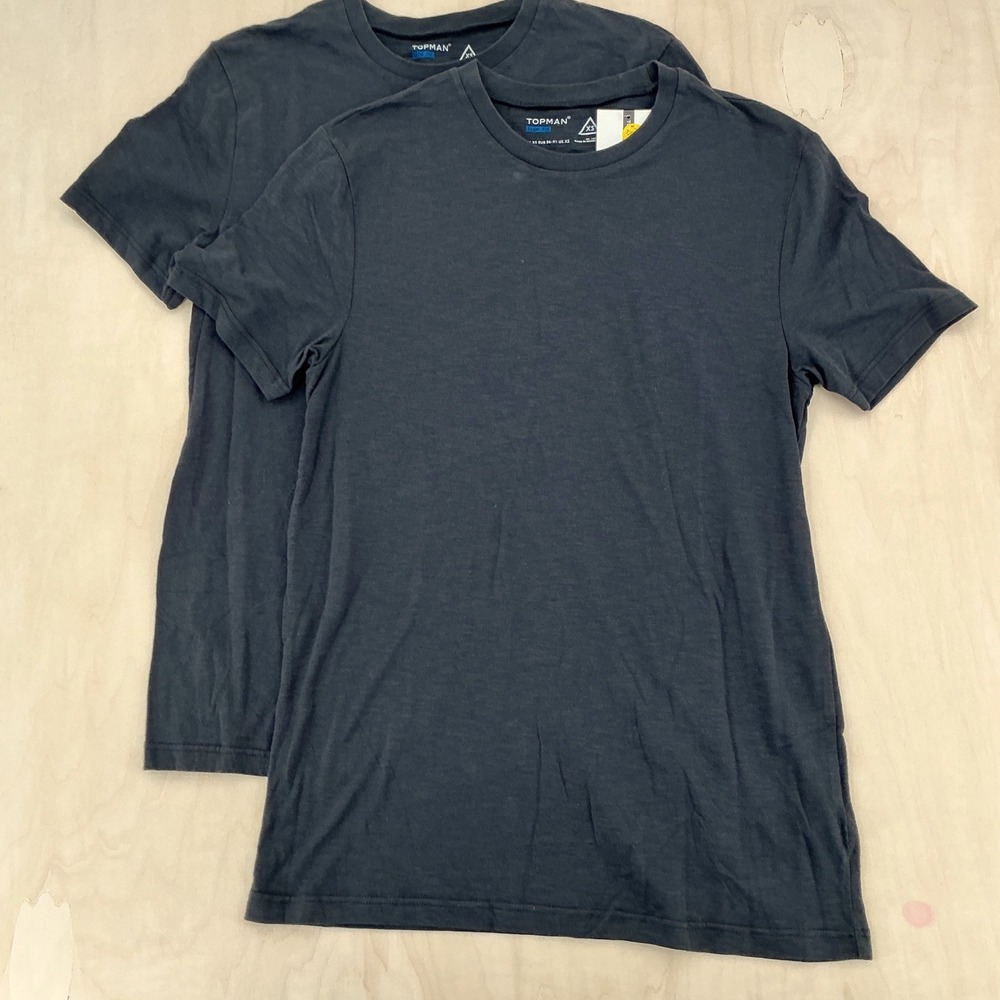 Topman T-Shirt Mens XS Charcoal Grey Slim Fit Crew Neck 2 Pack NEW Minimalist